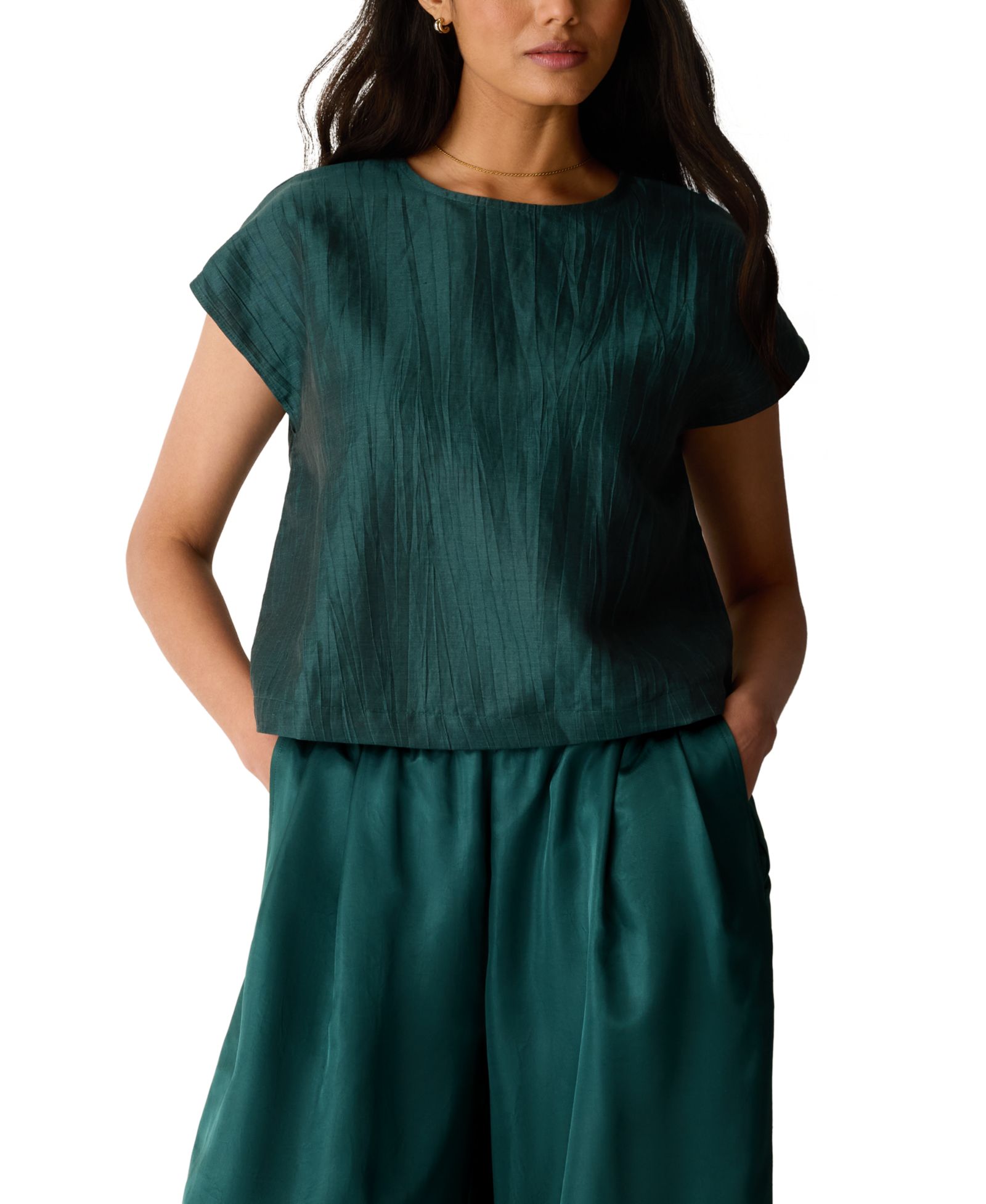 Eileen Fisher Women's Round-Neck Short-Sleeve Boxy Top