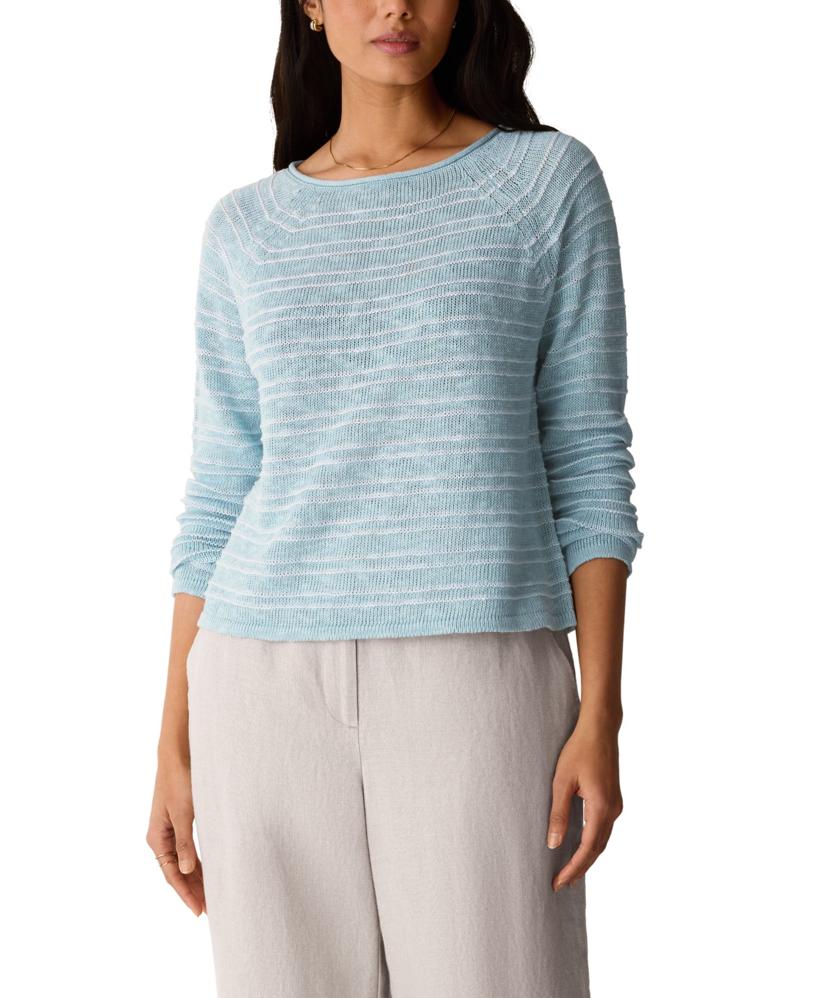 Женский текстурный свитер Eileen Fisher Plus Size с вырезом лодочкой
