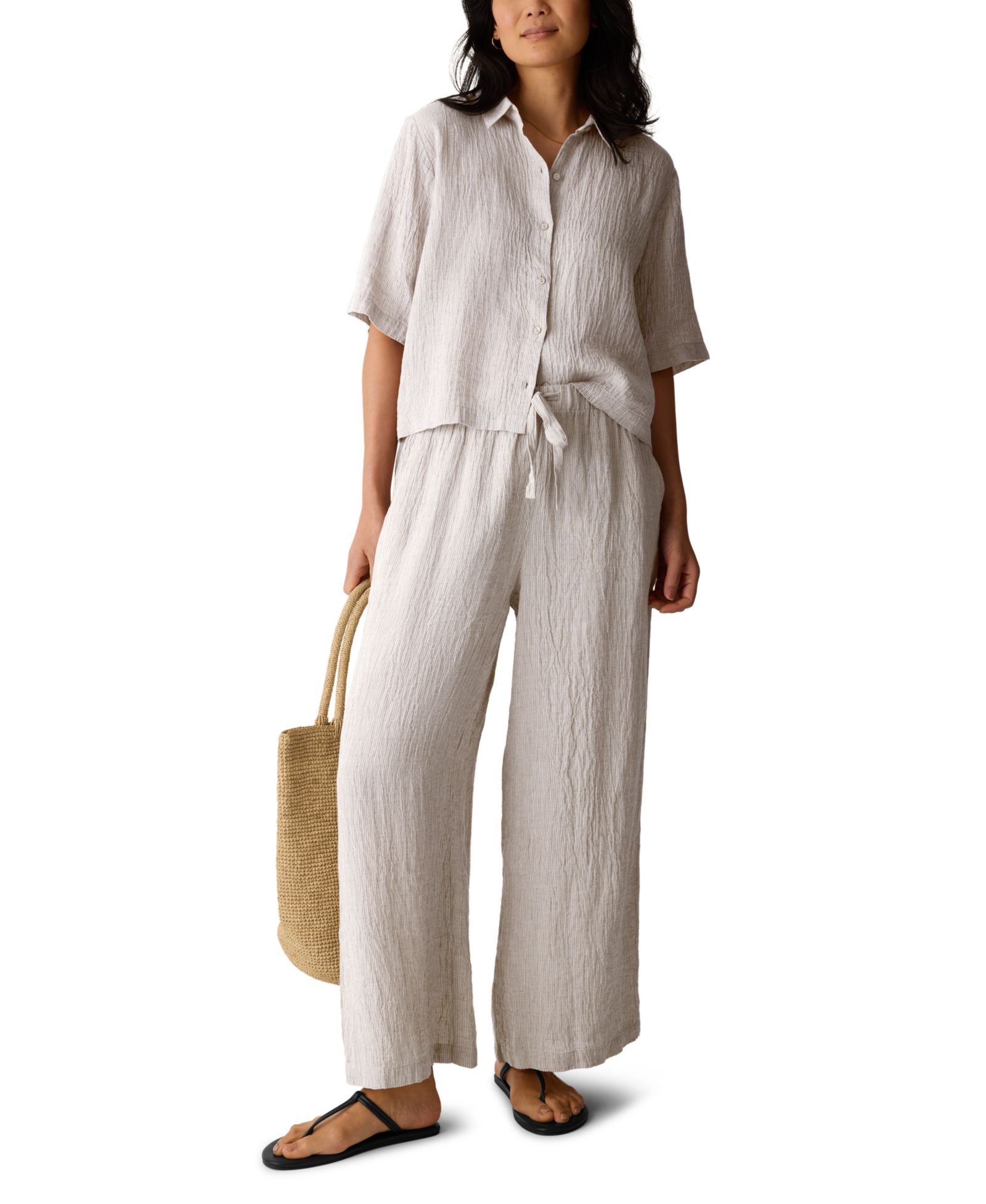 Eileen Fisher Women's & Plus Size Seersucker Stripe Drawstring Pants