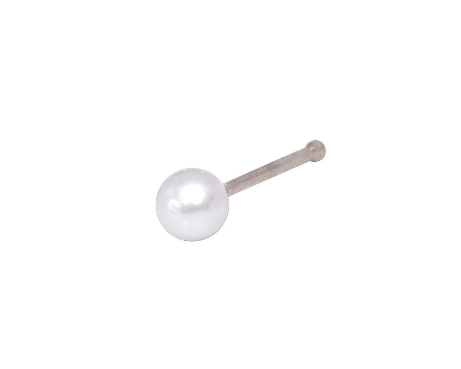 Curata Jewelry Solid 14K Yellow or White Gold 3mm 20 Gauge Freshwater Cultured Pearl Nose Stud