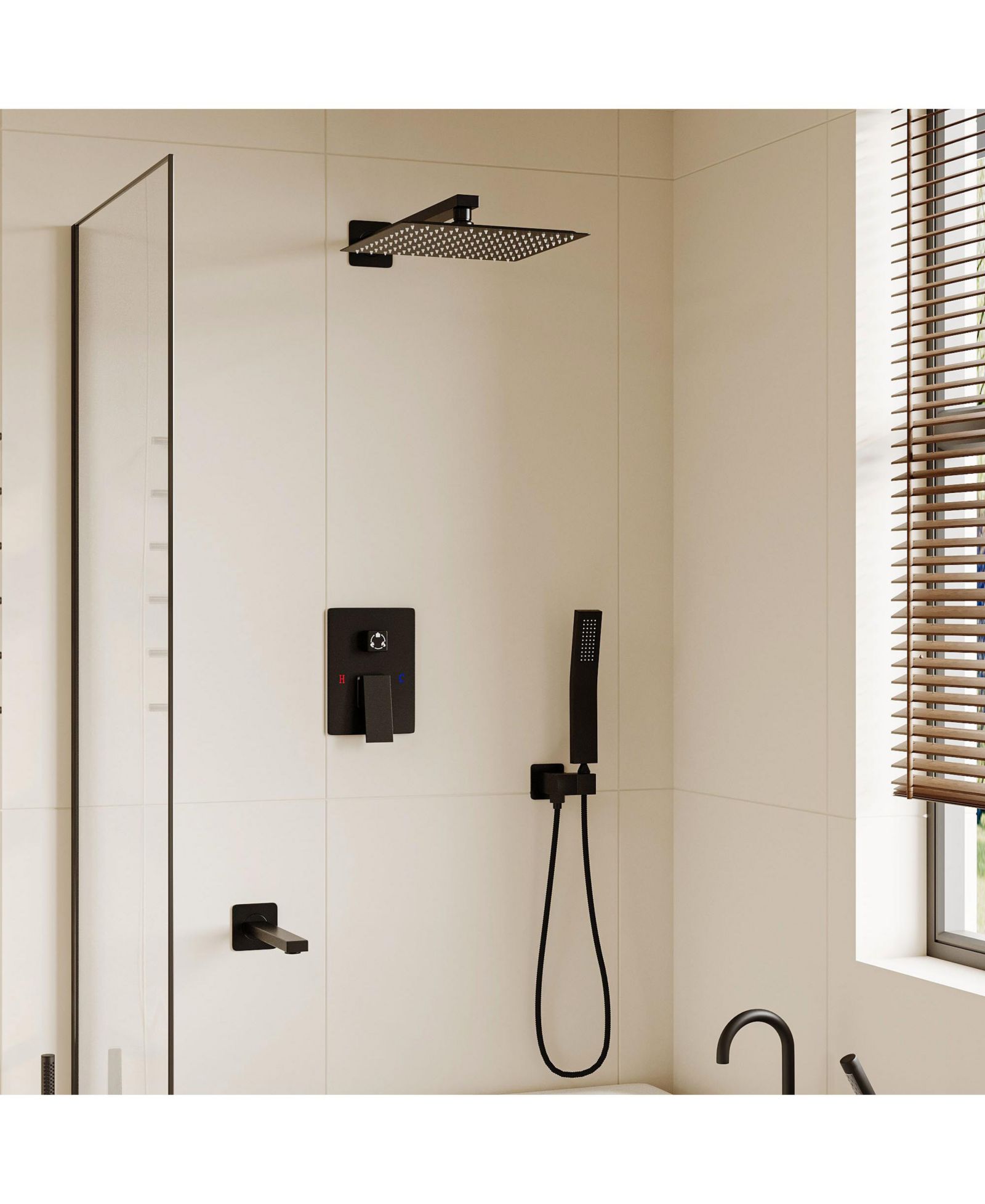 LALAHOO Rainfall Shower System With Handheld Spray And Tub Spray