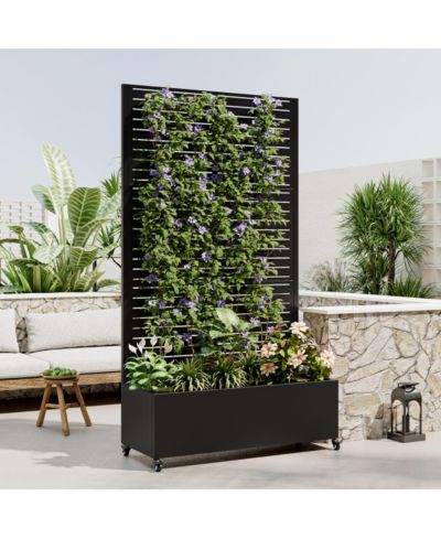 Streamdale Furniture металлический ящик для растений с решеткой, приподнятая садовая грядка на колесах 73"x35"x16"