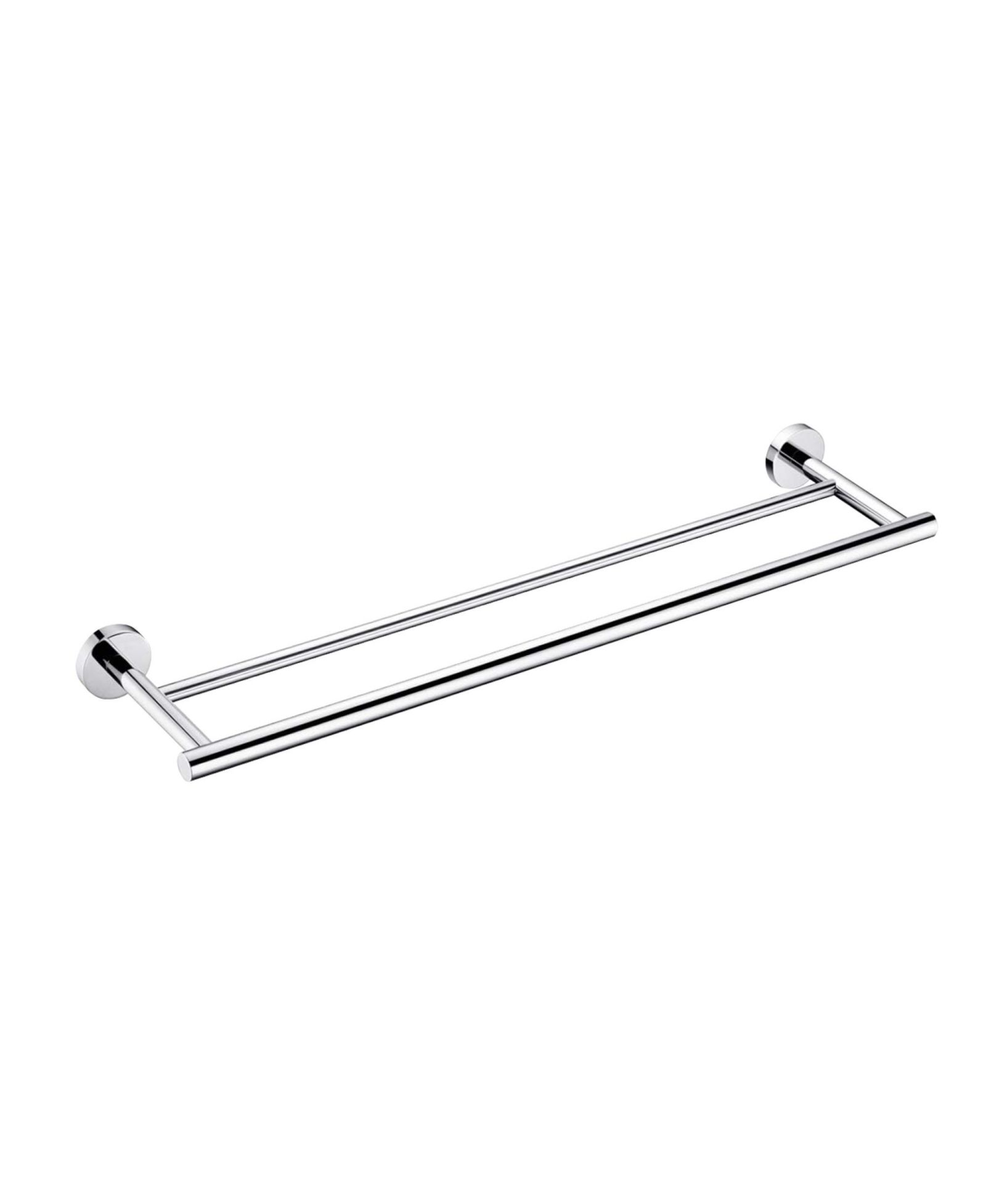 RAINSKEN 23.6" Stainless Steel Wall Mounted Towel Bar, Double Bath Towel Bar for Bathroom, Kitchen and Bedroom - Chrome