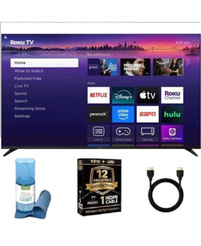 Roku 55" Class Pro Series 4K QLED Mini-LED Smart TV with HDR, Wi-Fi 6, Dolby Vision, 12 Month CPS Warranty, HDMI Cable and Screen Cleaner