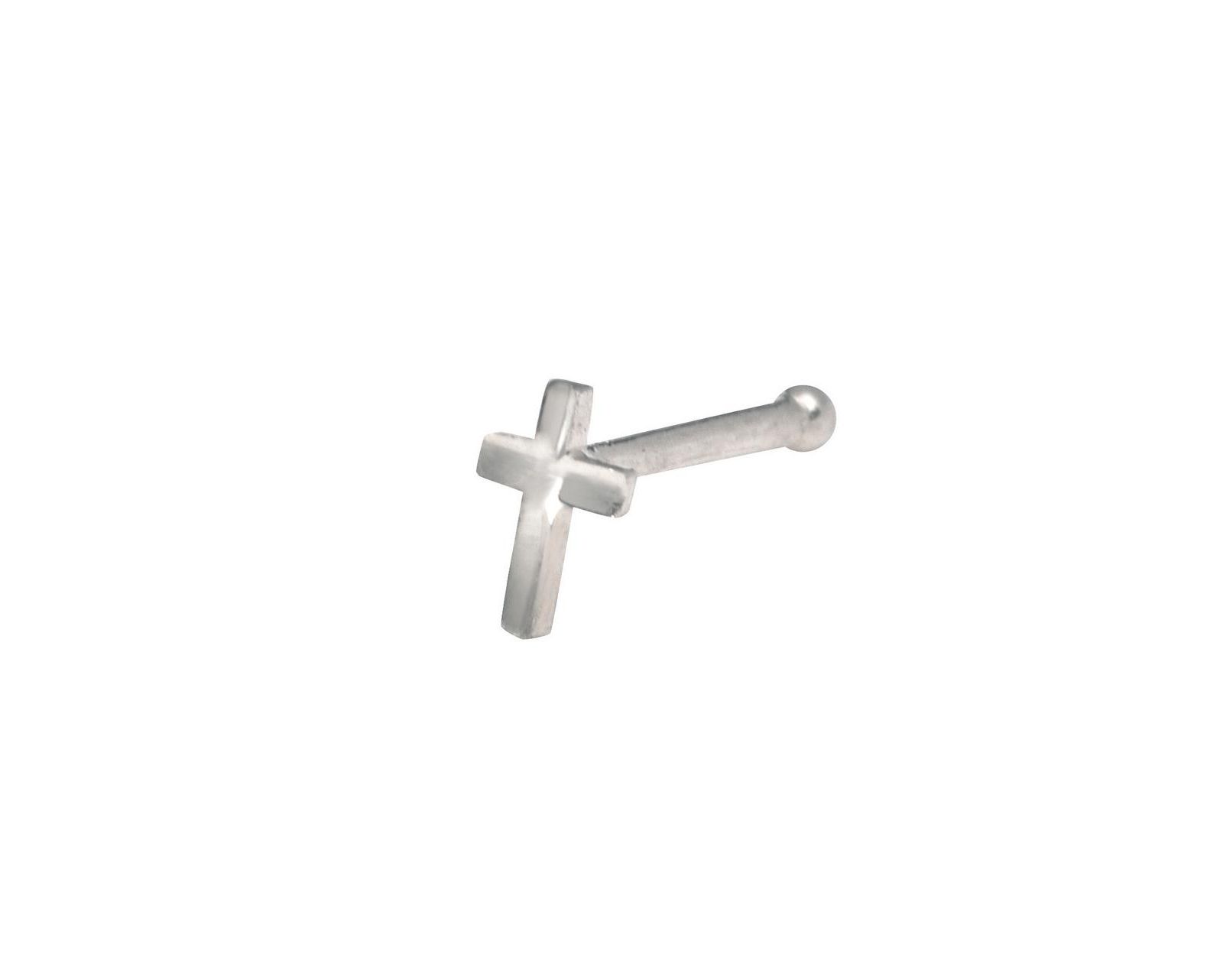 Curata Jewelry Solid 14k Gold 20g Beveled Cross Nose Stud Ring