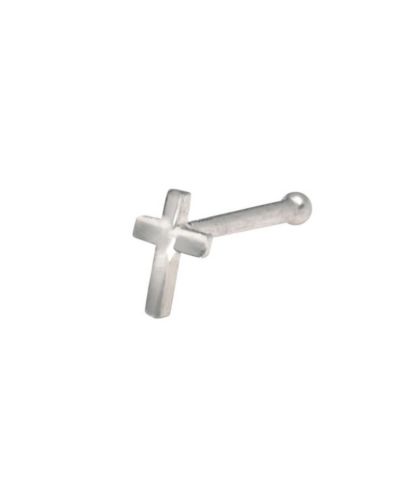 Curata Jewelry Solid 14k Gold 20g Beveled Cross Nose Stud Ring