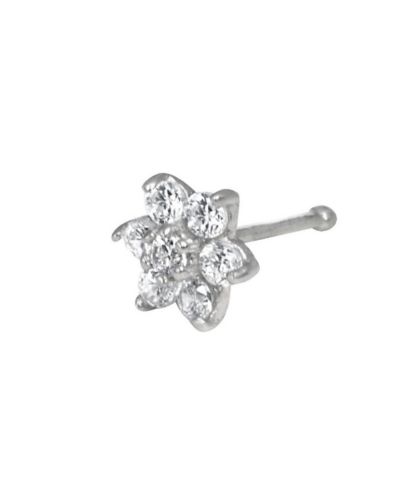 Серьга-гвоздик для носа Curata Jewelry из золота 14K с кубическим цирконием, цветок, 4mm 20 Gauge