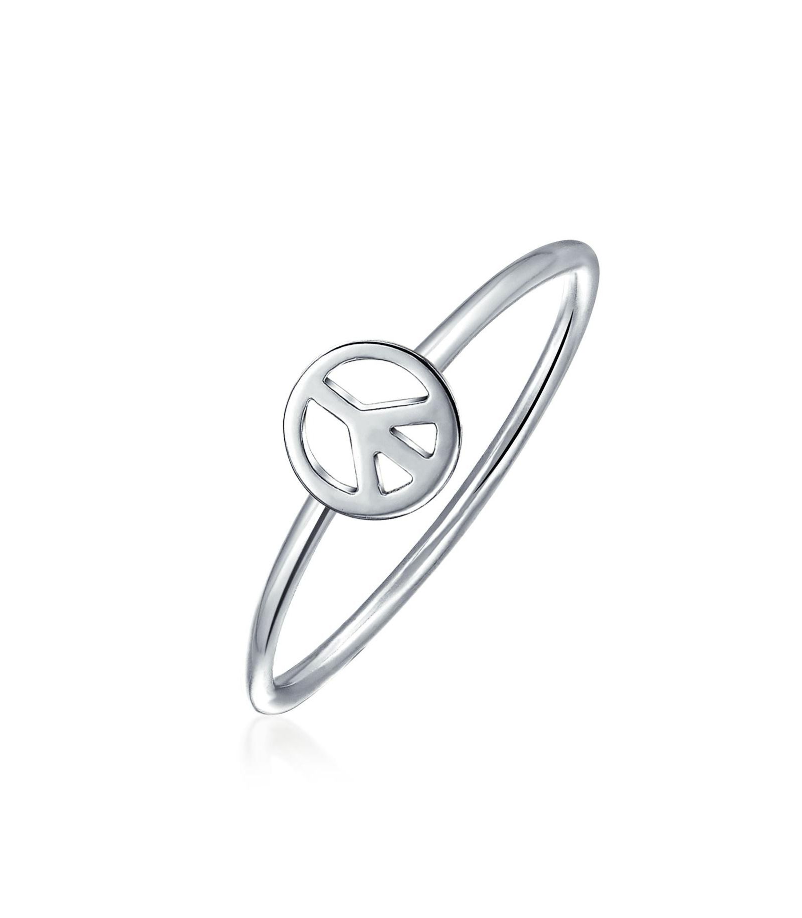 Bling Jewelry Minimalist Retro Symbol of World Peace Ring Band .925 Sterling Silver