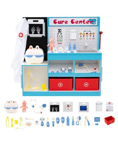 Игровой набор Slickblue Kids Wooden Medical Center Doctor Playset с зоной осмотра