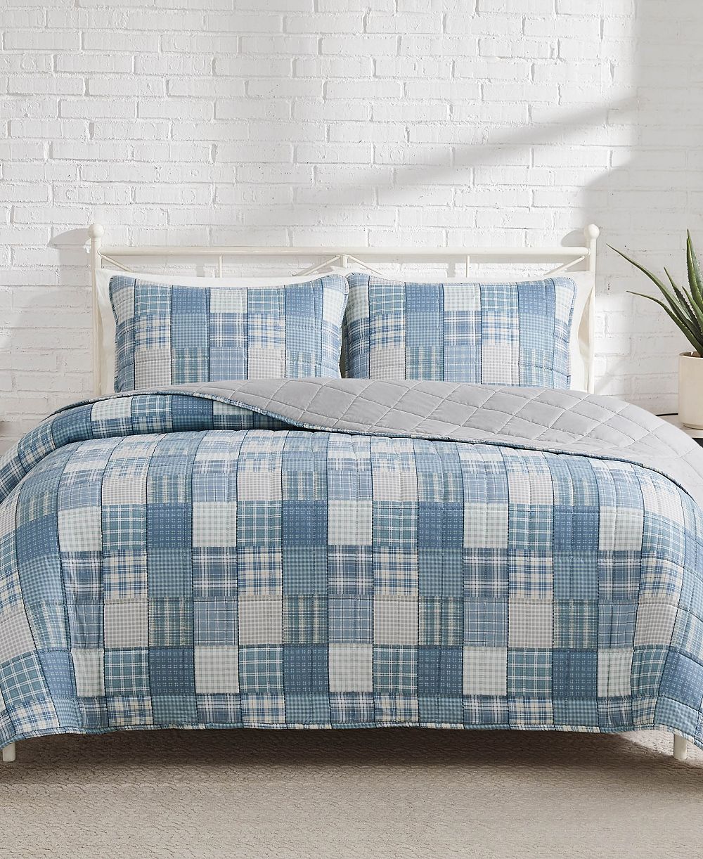 Комплект стеганых одеял Lucky Brand Plaid Patchwork Reversible 3-Pc Quilt Set