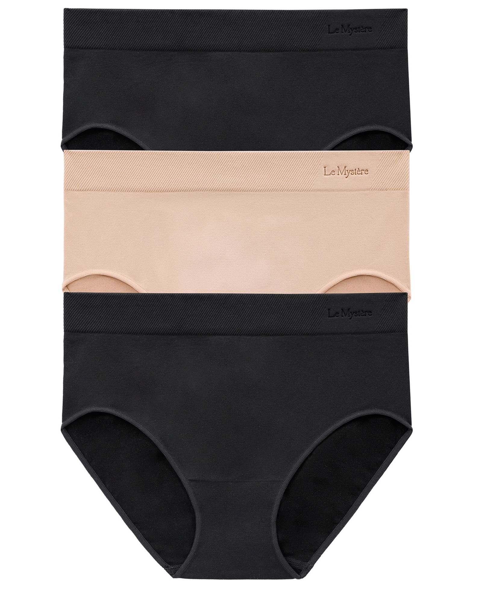 Le Mystere Women’s Hi-Rise Nylon Blend Full Briefs, 3-Pack
