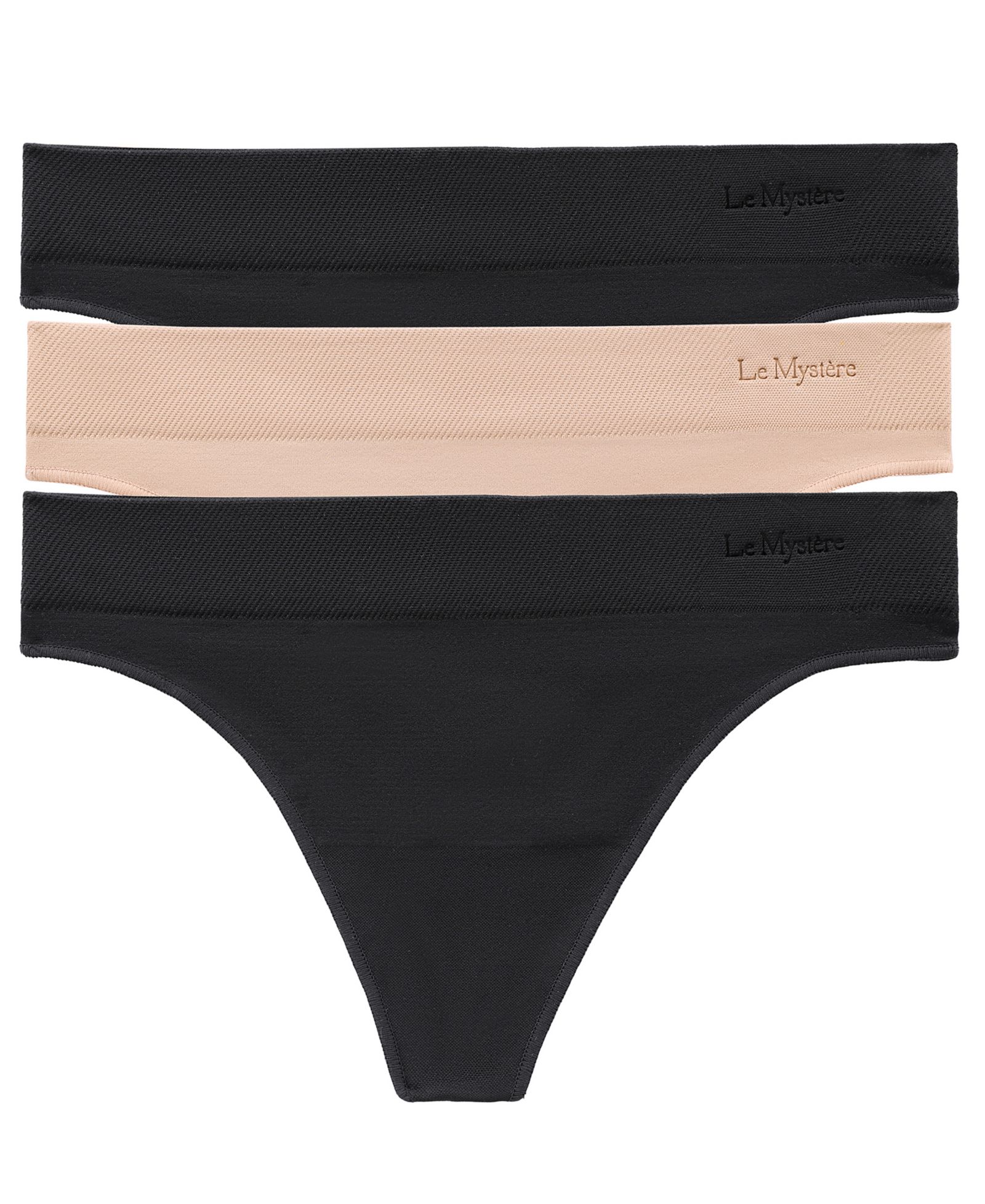 Le Mystere Women’s Seamless Comfort Low-Rise Thong, 3-Pack