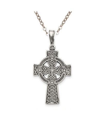 Подвеска Curata Jewelry 925 Sterling Silver 18 Inch Large Oxidized Irish Claddagh Celtic Trinity Knot Religious Faith Cross 36x19mm