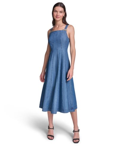 KARL LAGERFELD PARIS Женское миди-платье Chambray Fit & Flare с бантами