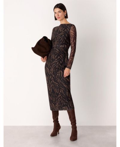 Whistles Women's Abstract Zebra Mesh Dress