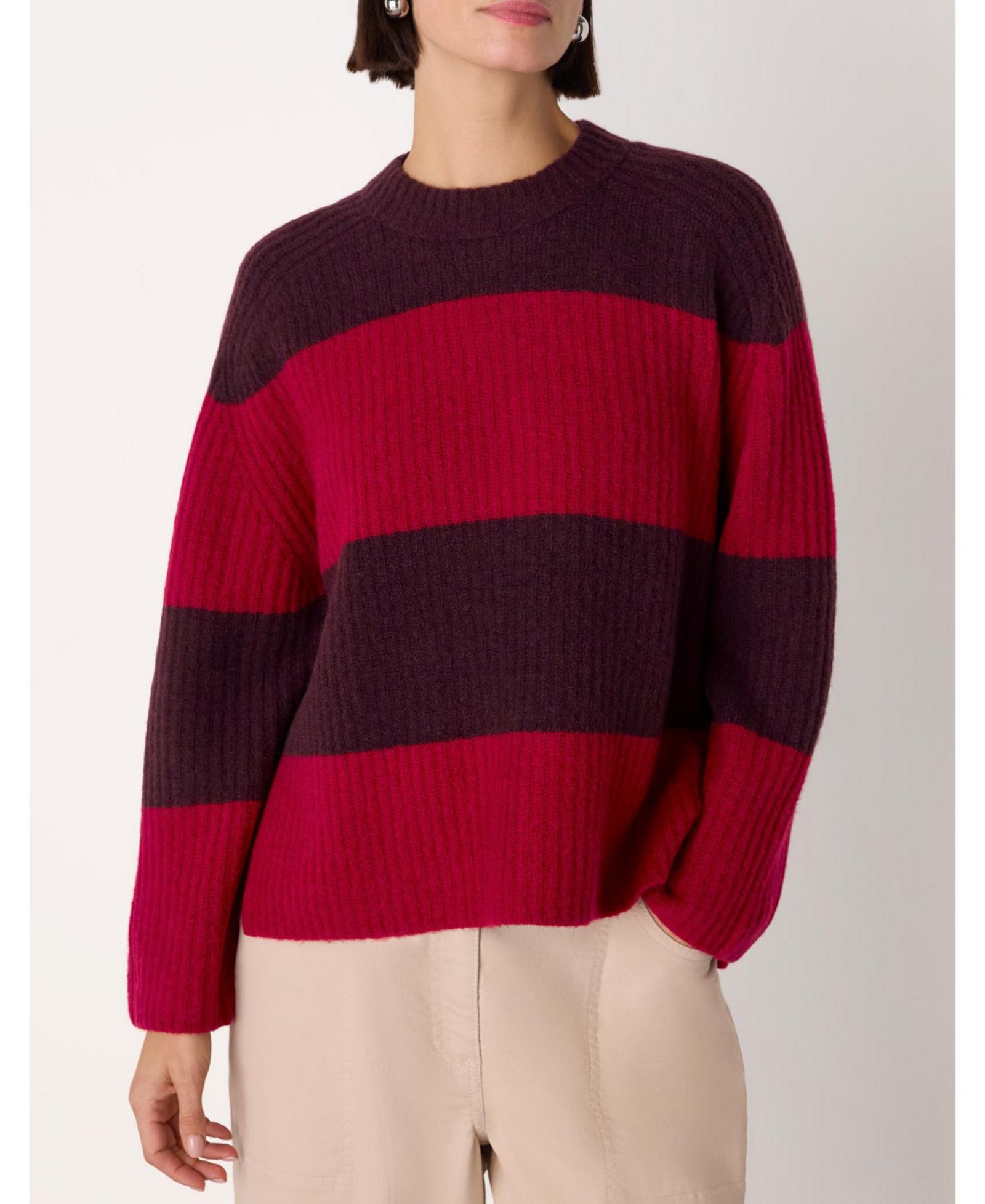 Женский вязаный свитер Whistles Wool Mix Wide Stripe Knit