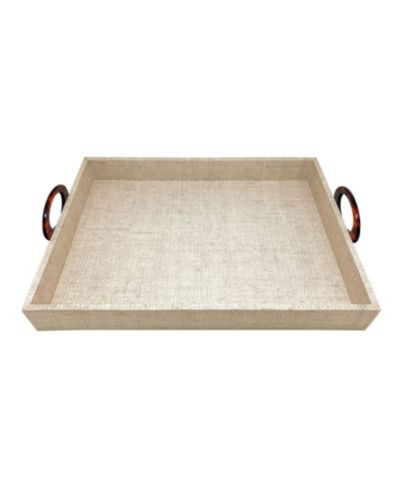 Mariposa Coconut Grove Faux 14" Grasscloth Tray