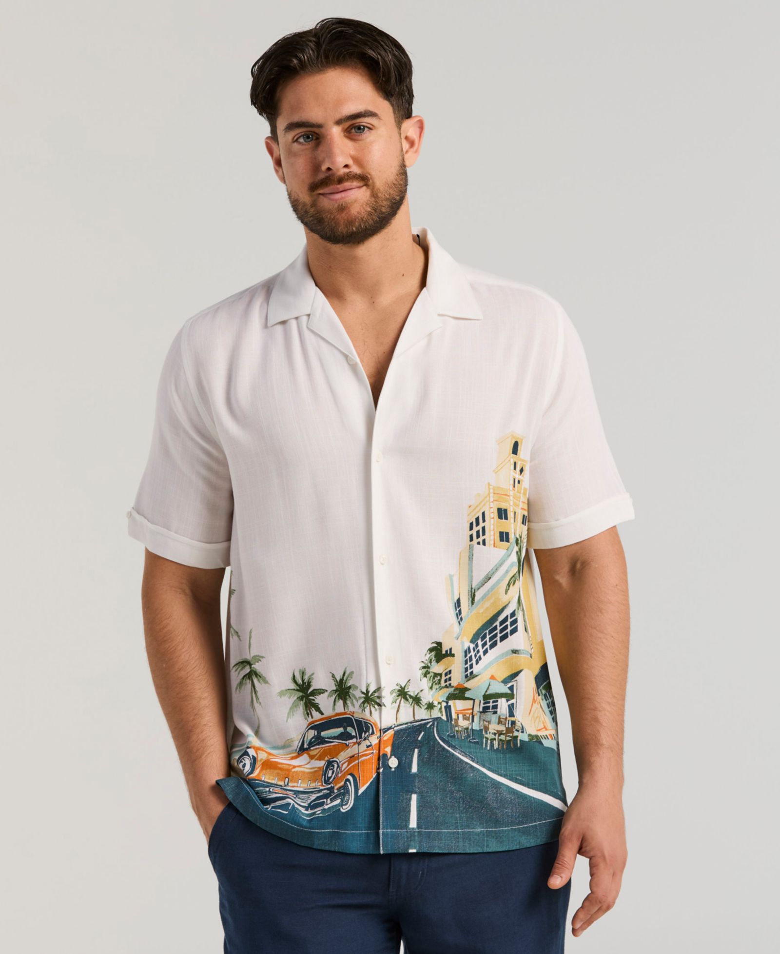 Cubavera Мужская рубашка с принтом Scenic Print