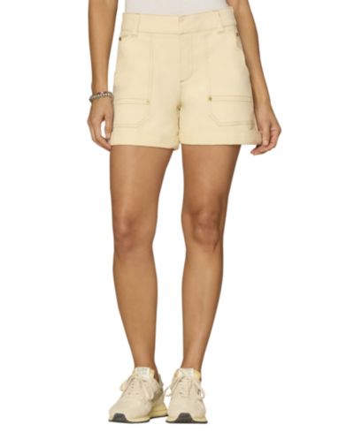Democracy Petite High-Rise Scalloped Detailed Button Closure Denim Shorts