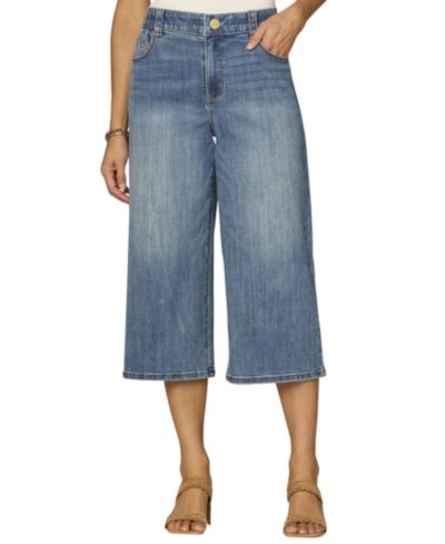 Democracy Petite High-Rise Wide-Leg Capri Jeans