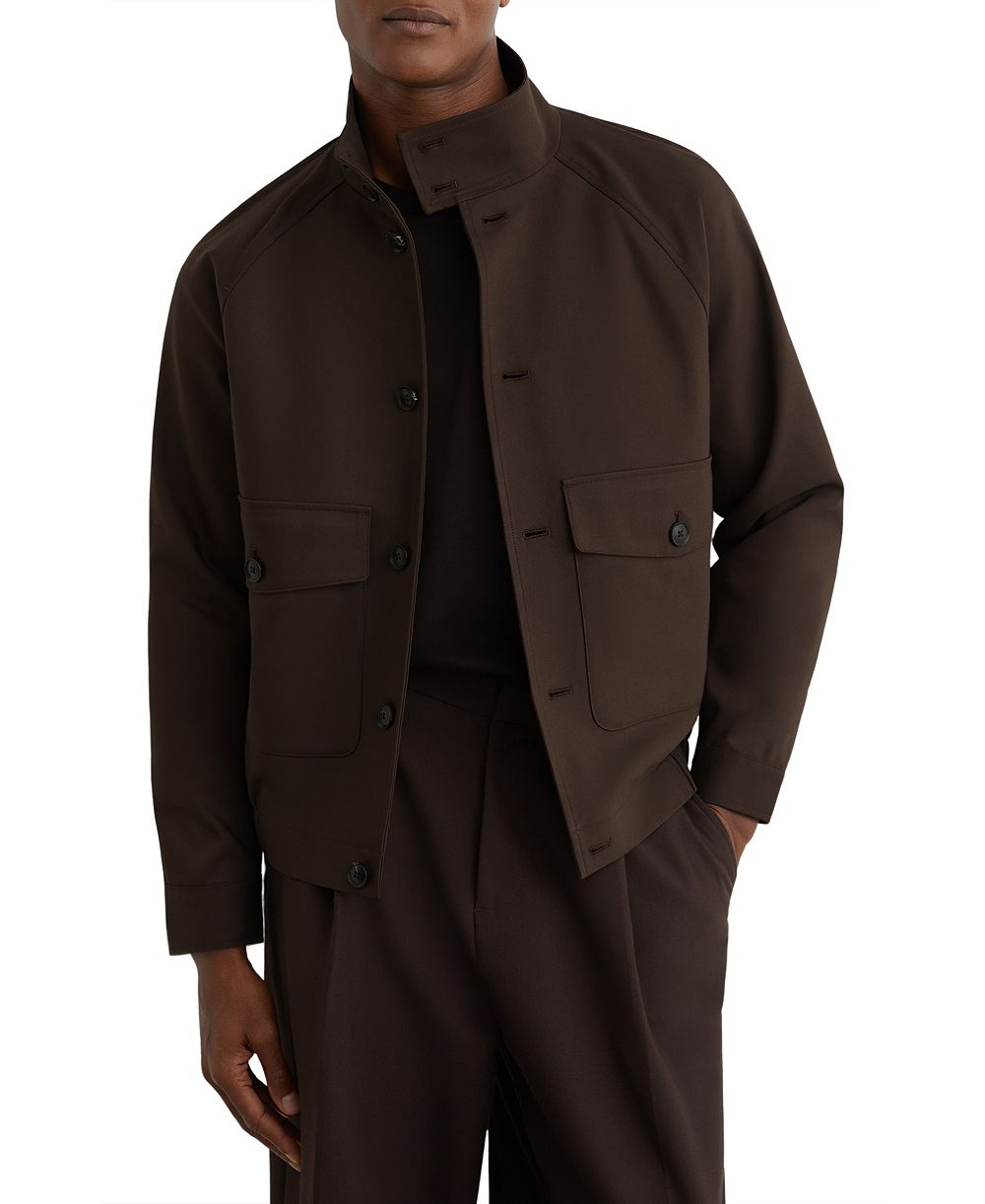 REISS Men's Romano Cotton-Blend Harrington Jacket