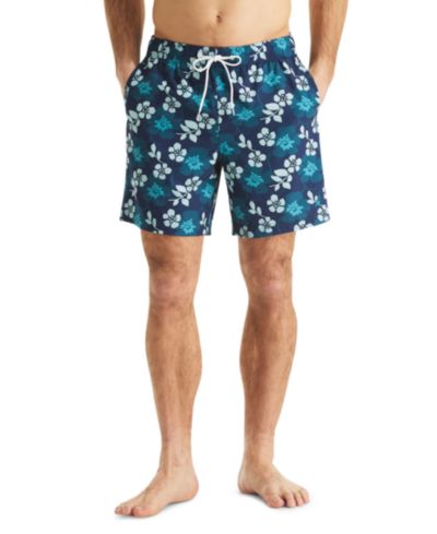 Nautica Men's 7" Floral Print Full Elastic Boxer Liner Swim Shorts