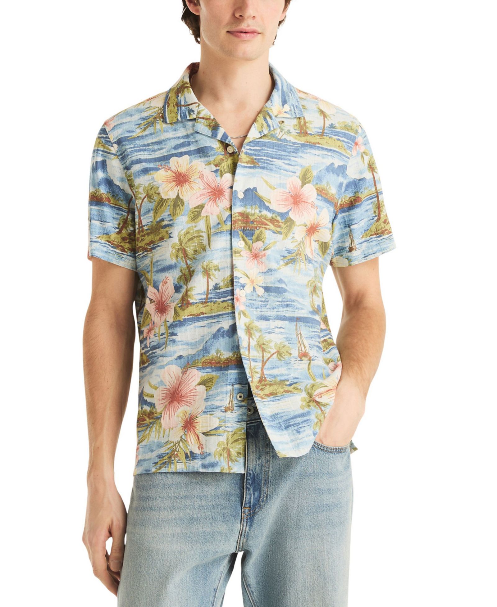 Мужская рубашка Nautica Short-Sleeve Camp Collar