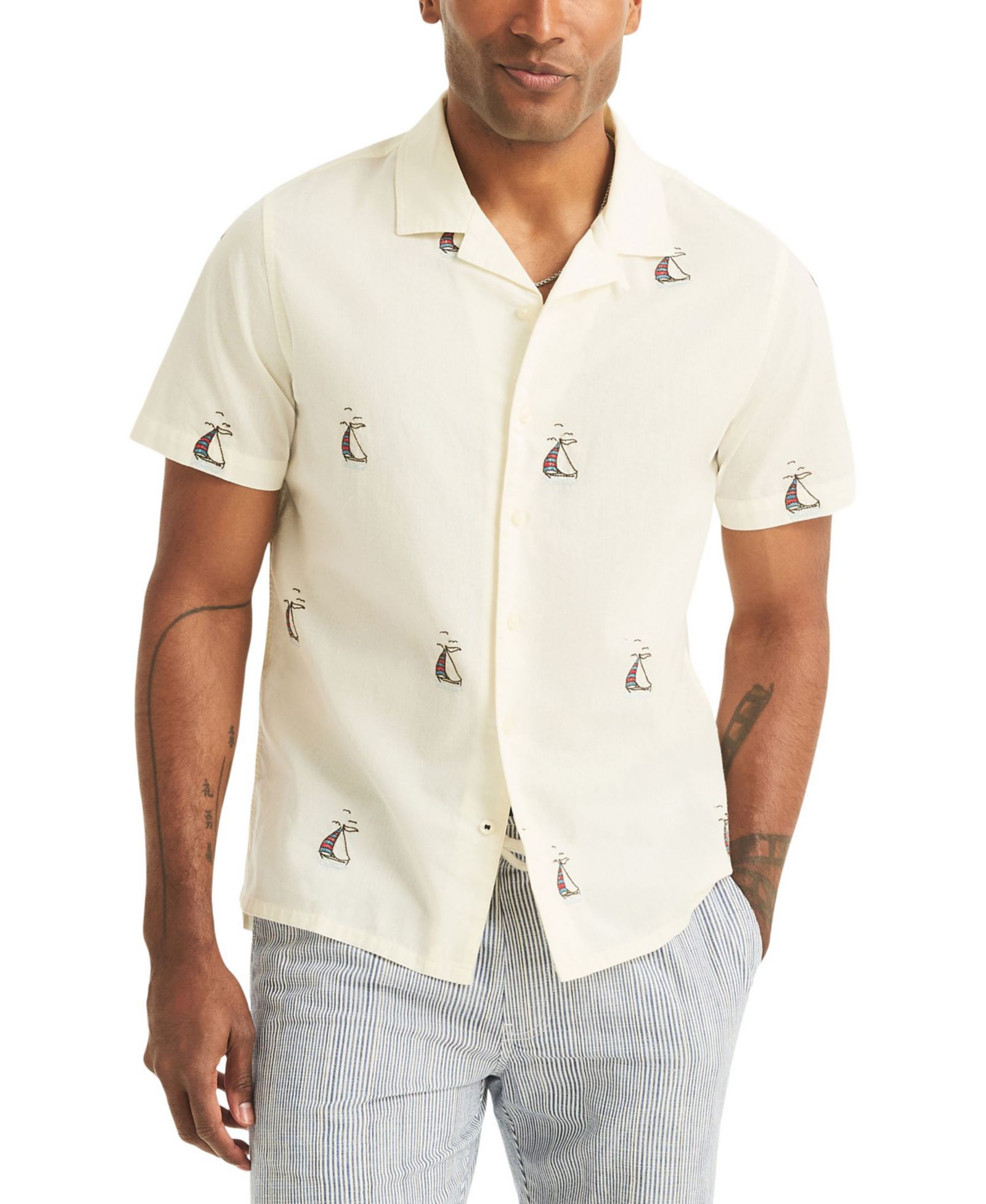 Мужская рубашка Nautica Short-Sleeve Camp Collar