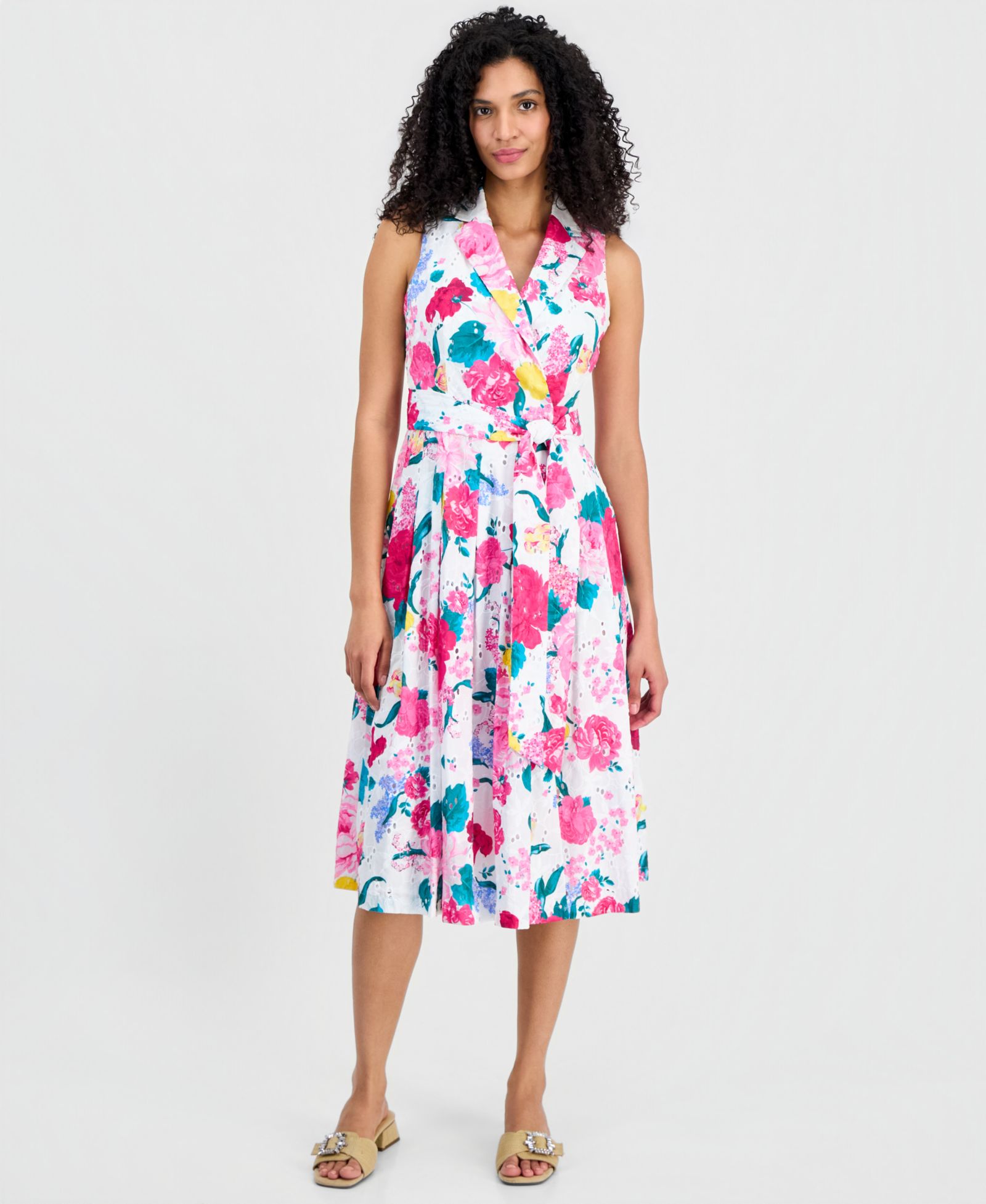 Anne Klein Women's Notch Collar Sleeveless Wrap Dress