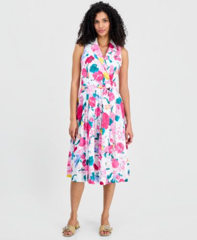 Anne Klein Women's Notch Collar Sleeveless Wrap Dress