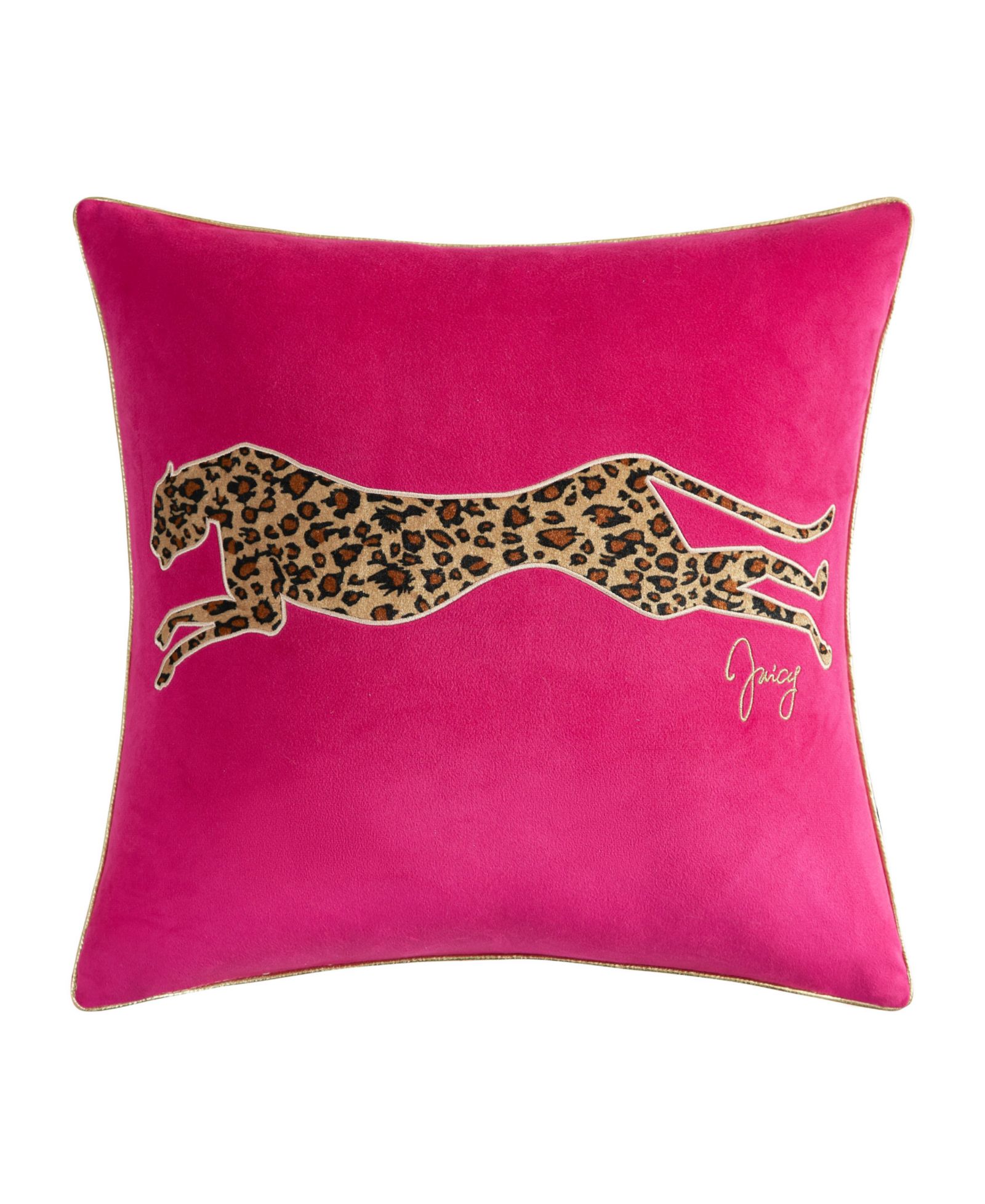 Juicy Couture Embroidered Velvet Cheetah Decorative Pillow, 18" x 18"