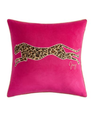 Juicy Couture Embroidered Velvet Cheetah Decorative Pillow, 18" x 18"