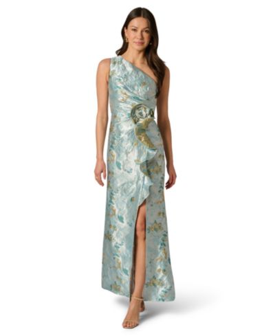 Adrianna Papell Women's Metallic One-Shoulder Gown