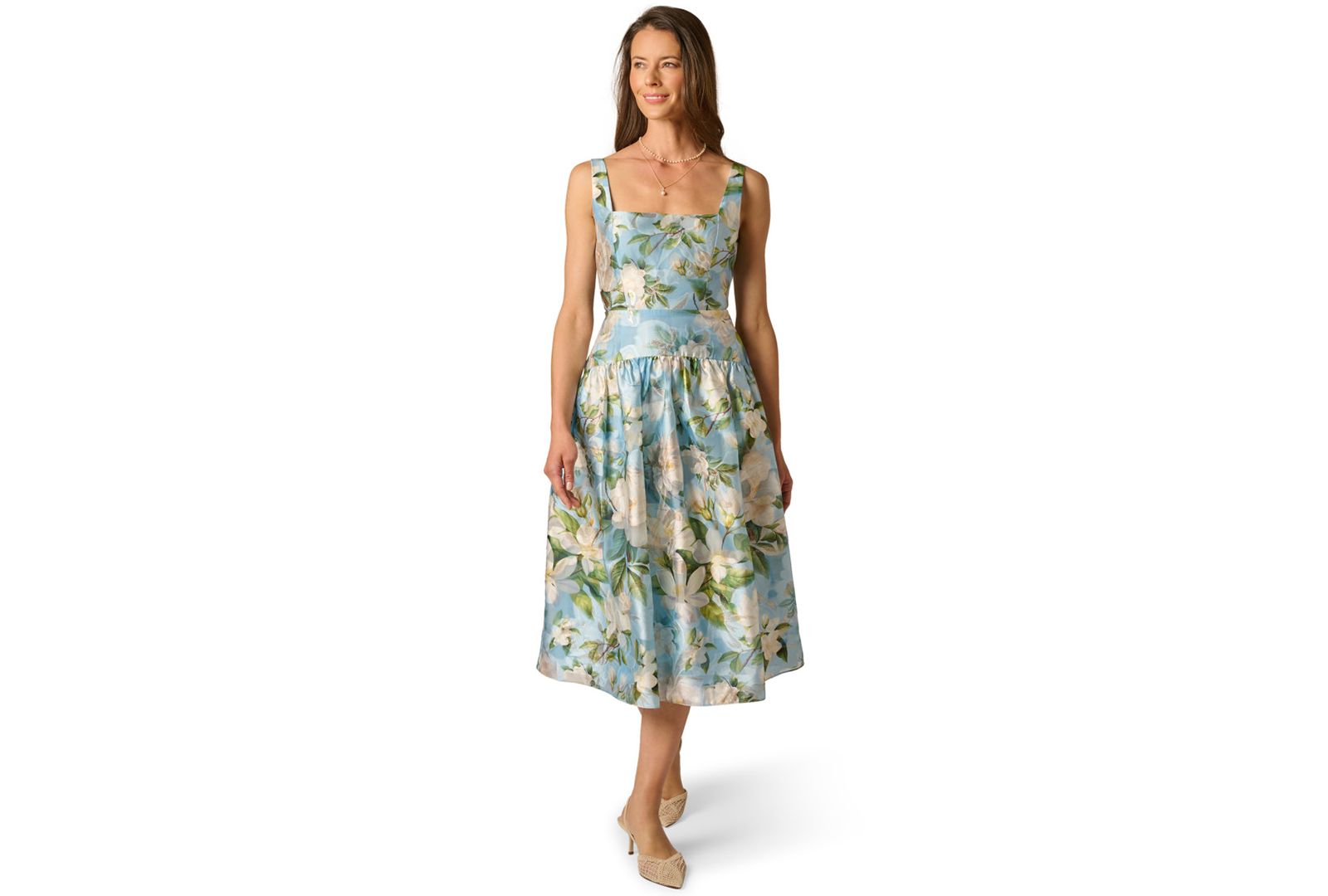Миди-платье Adrianna Papell Women's Shirred Square Neck