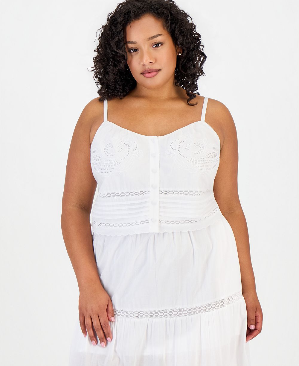And Now This Trendy Plus Size Cotton Openwork Top, Macy's Exclusive