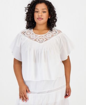 And Now This Trendy Plus Size Cotton Crocheted Top, Macy's Exclusive