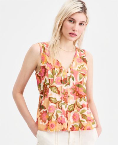 Liverpool Los Angeles Women's Printed V-Neck Sleeveless Top