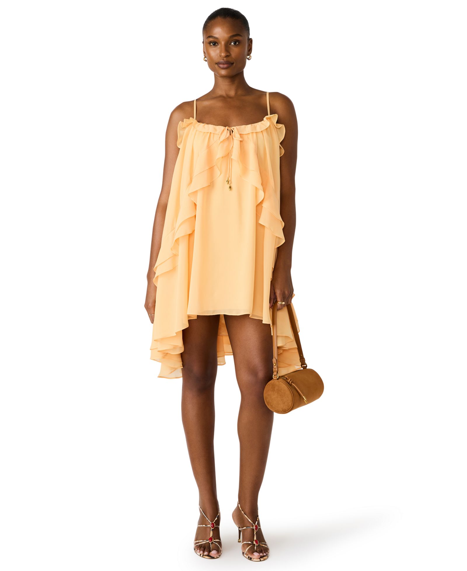 Steve Madden Women's Lorella Ruffled Square Neck Asymmetric Dress