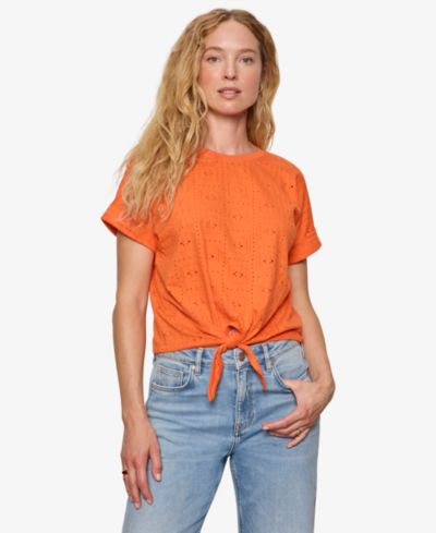 Женский футболк Sanctuary Eyelet All Day Tie Crewneck