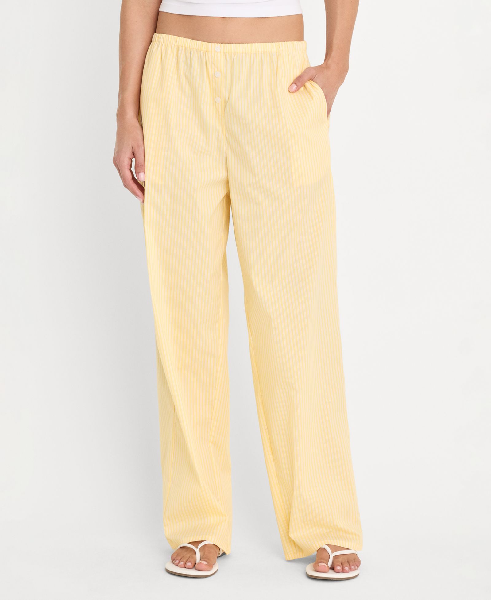 Good American Women's Poplin Lace Trimmed Pants