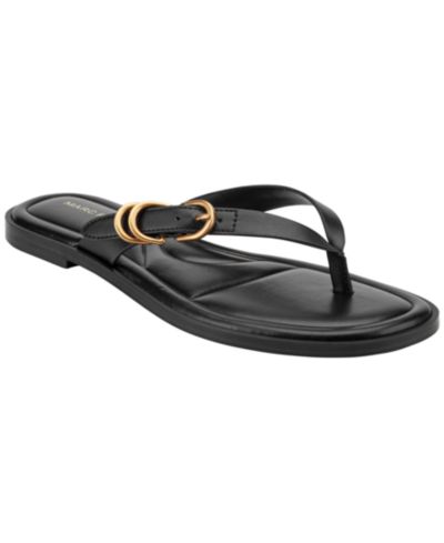 Marc Fisher Women's Retry Buckle Strap Flat Slip-On Sandals