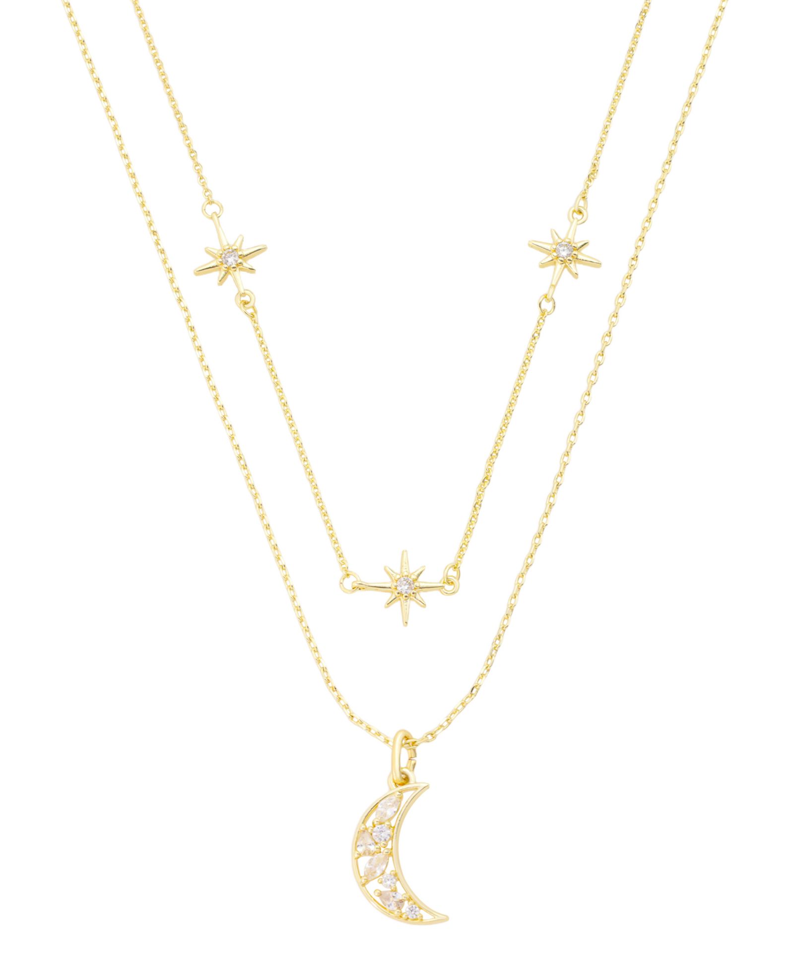 Набор ожерелий Unwritten Mixed Stone Cubic Zirconia Gold-Tone Plated Celestial Pendant Duo