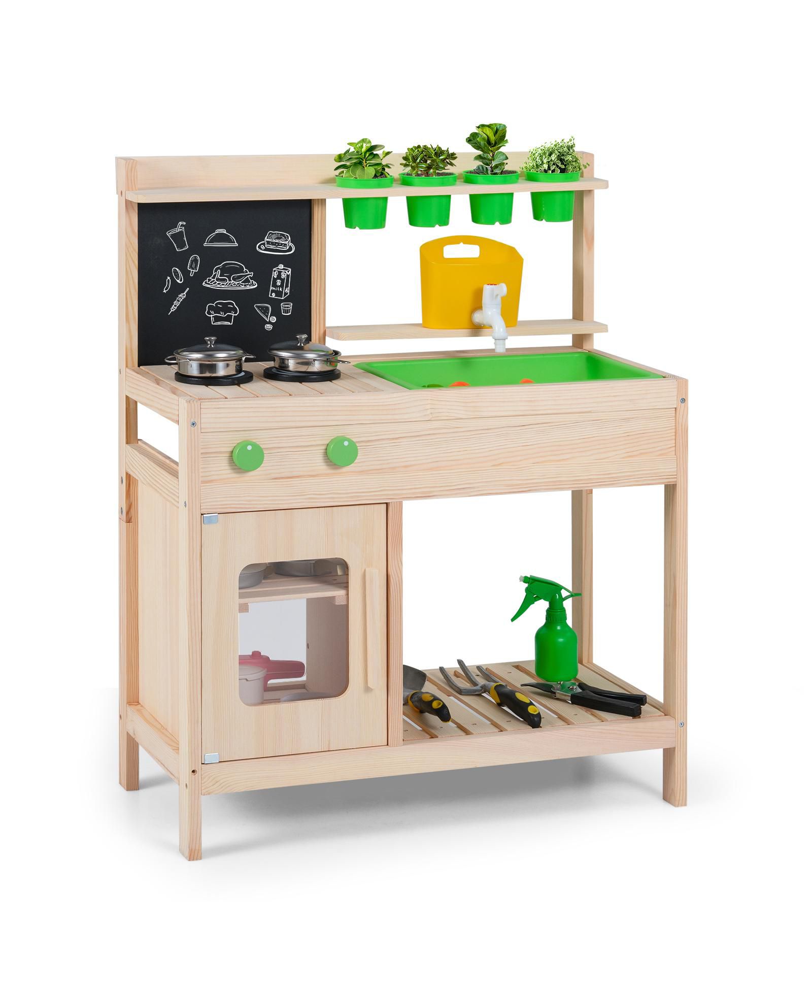 Slickblue Детский игровой набор Mud Kitchen с доской для рисования мелом для детей от 3 лет