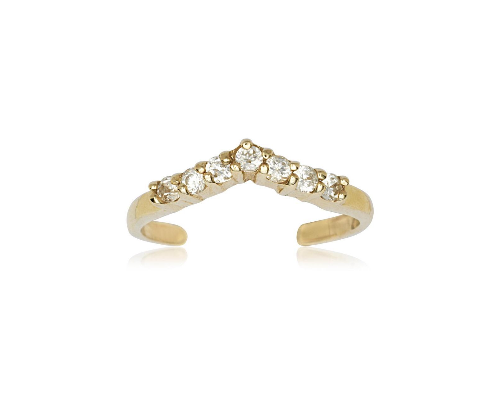 Кольцо на палец V Chevron с цирконием 10K Gold от Curata Jewelry