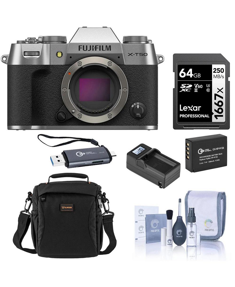 Fujifilm X-T50 Mirrorless Camera with Extreme PRO 128GB CFexpress Type-B Memory Card, 1700MB/s Read, 1200MB/s Write, Alpine 140 Multi-Device Shoulder