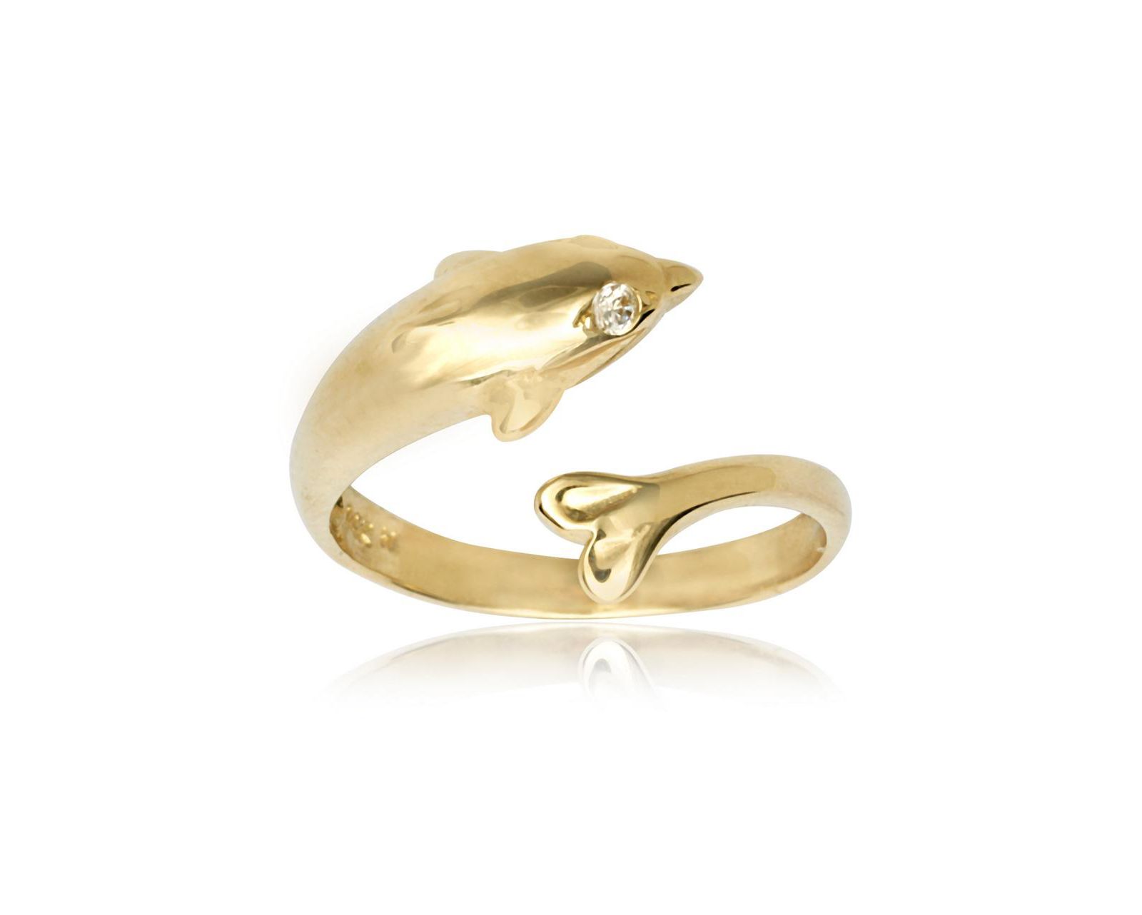 Curata Jewelry кольцо на палец с дельфином из золота 10K, регулируемое