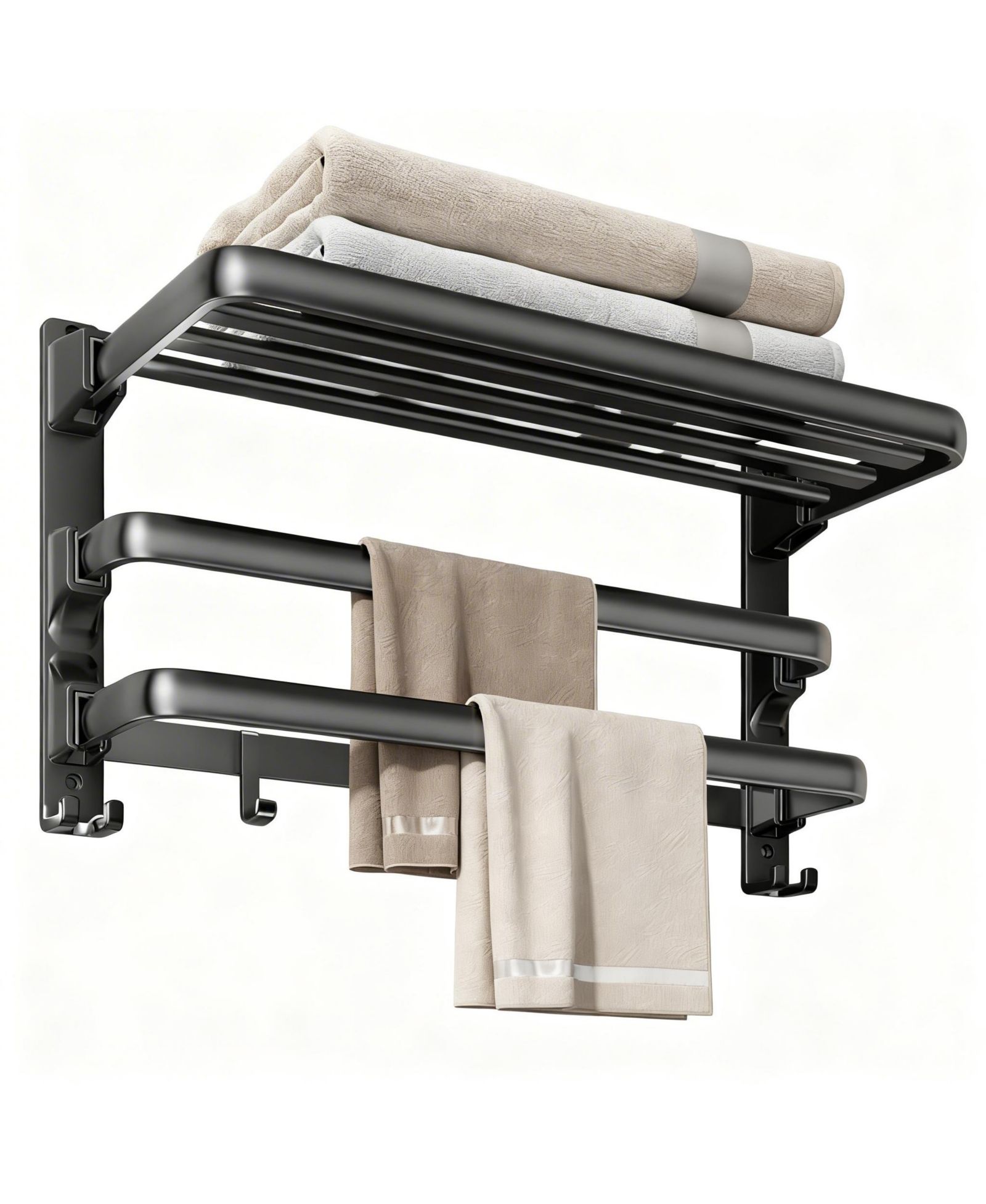 YIGII 24" Foldable Aluminum Towel Rack с 7 Hooks for Bathroom