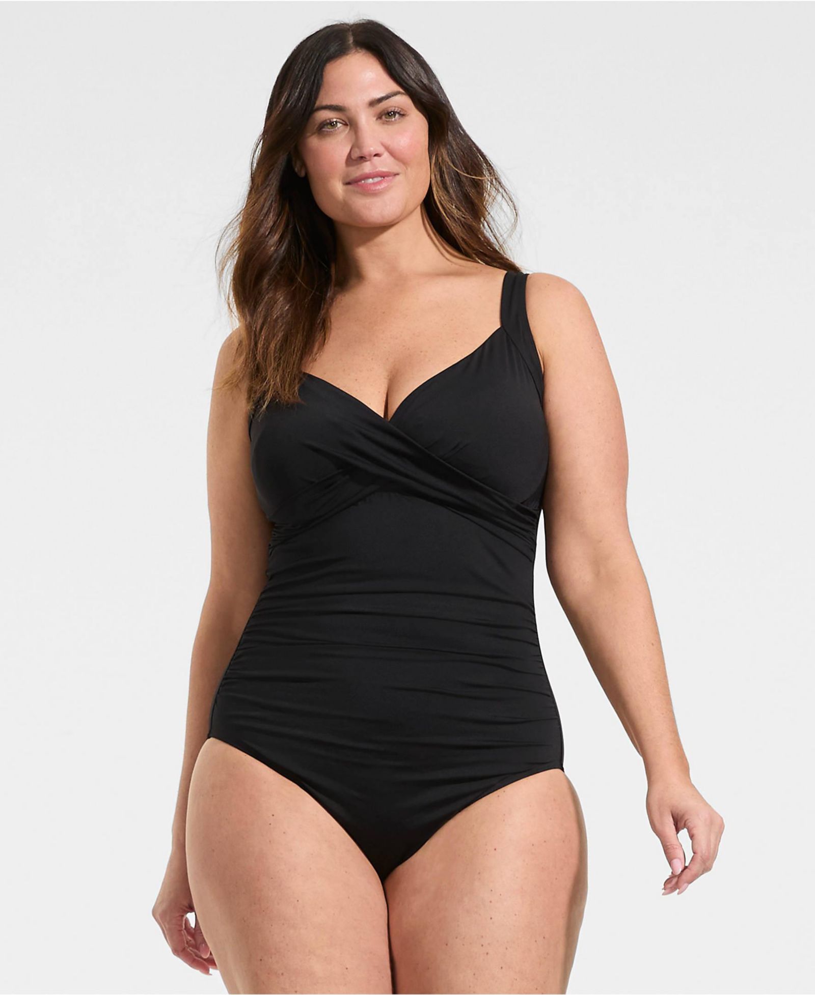Lands' End Plus Size Sweetheart Underwire Wrap One Piece Swimsuit