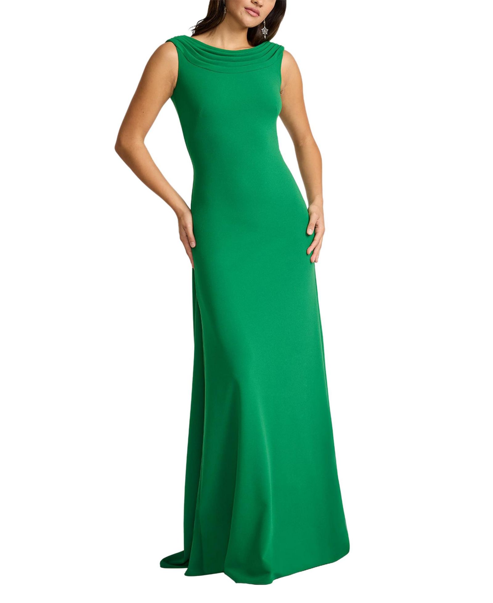 Tadashi Shoji Women's Plaza Drape Back Gown