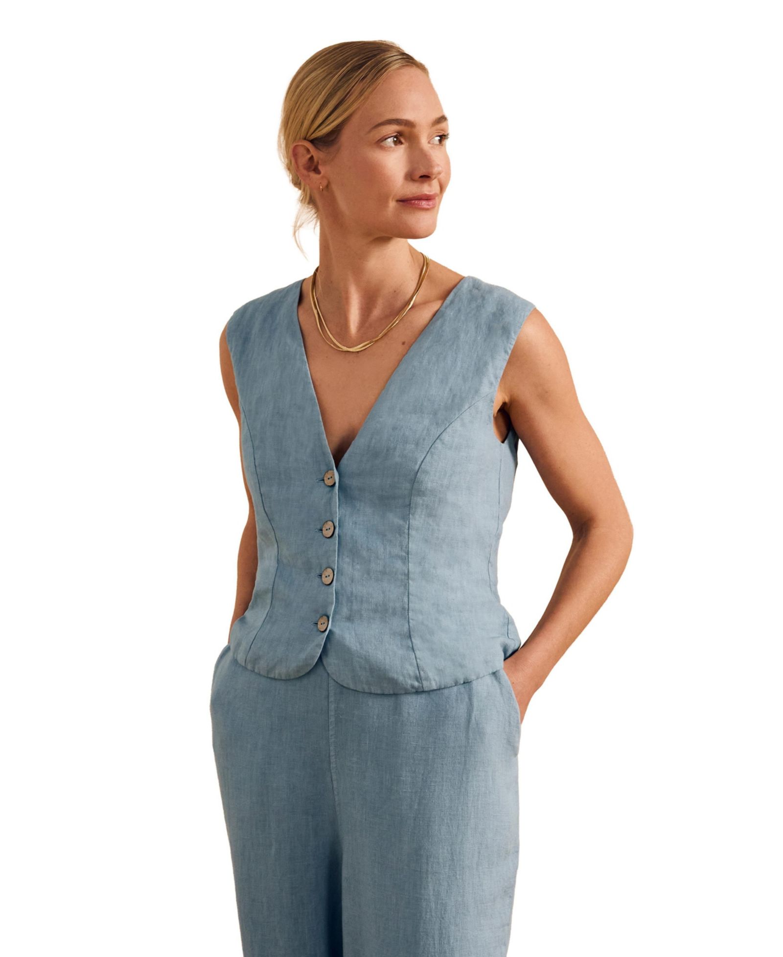Celtic & Co. Women's Linen Blend Tailored Waistcoat